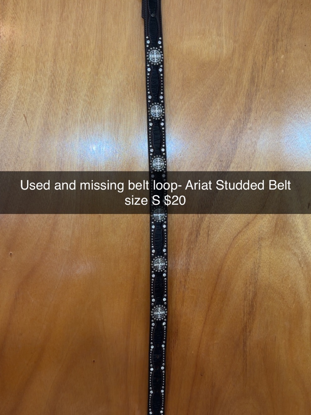 Ariat Black Studded Leather Belt with Decorative Conchos